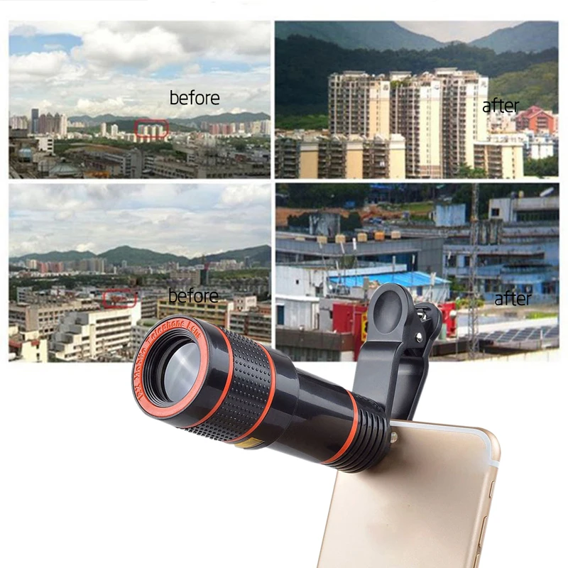 

HD Mobile Phone Telephoto Lens 12X Zoom Optical Telescope Camera Lens with Clips For iphone 4S 5S 6S 7 All Phone No Dark Corner