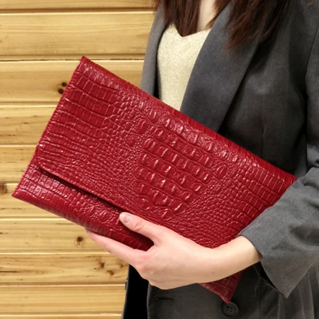 Xmessun клатч Искусственная кожа вечерняя сумка с текстурой под кожу крокодила Для женщин плеча вечерние сумочки Прямая F90 - Цвет: WINE RED