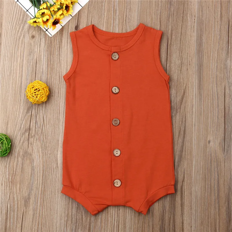 Повседневный хлопковый комбинезон для новорожденных девочек жилет без рукавов