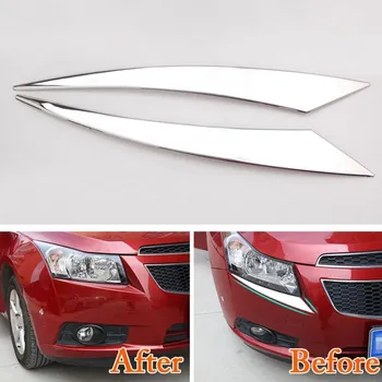 

Car Headlight Head Lamp Cover Trim Chrome ABS Eyebrow Decor Sticker Styling Accessories For Chevy Chevrolet Cruze 2009-2014 2015