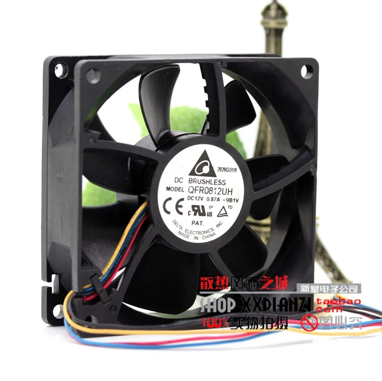 Free Delivery.9CWCH A00 12V 0.87A 8CM QFR0812UH 4 wire PWM speed