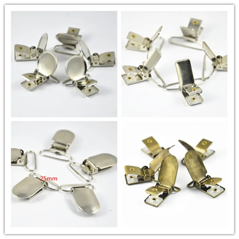 

20Pcs Metal Oval Round Rectangle Baby Metal Suspender Pacifier Holders Clips With Plastic Insert Craft Sewing Tool U-Shape