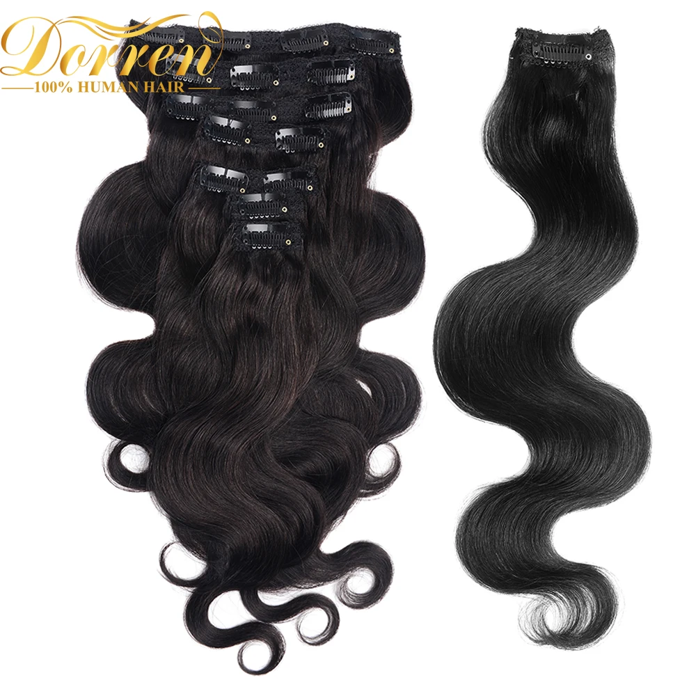 Doreen #1 # 1b #2 #4 #8 200 г волнистые человеческие волосы Remy на клипсе для наращивания 16 22 10