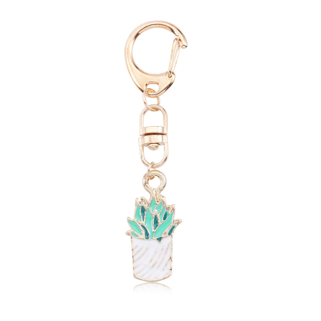 Alice Girl Rabbit Key Chains Potted Plants Succulent Plant Cactus Keychain Cartoon Enamel Animal Jewelry Women Chaveiro