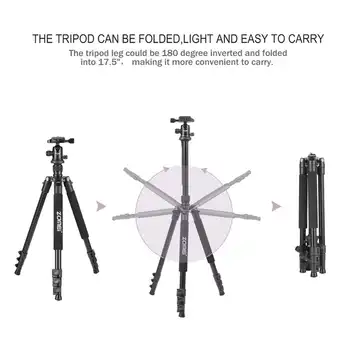 Zomei Q555 Professional Tripod Aluminum Flexible Portable Camera Tripod Stand Tripe with Ball Head for DSLR camera Smartphones