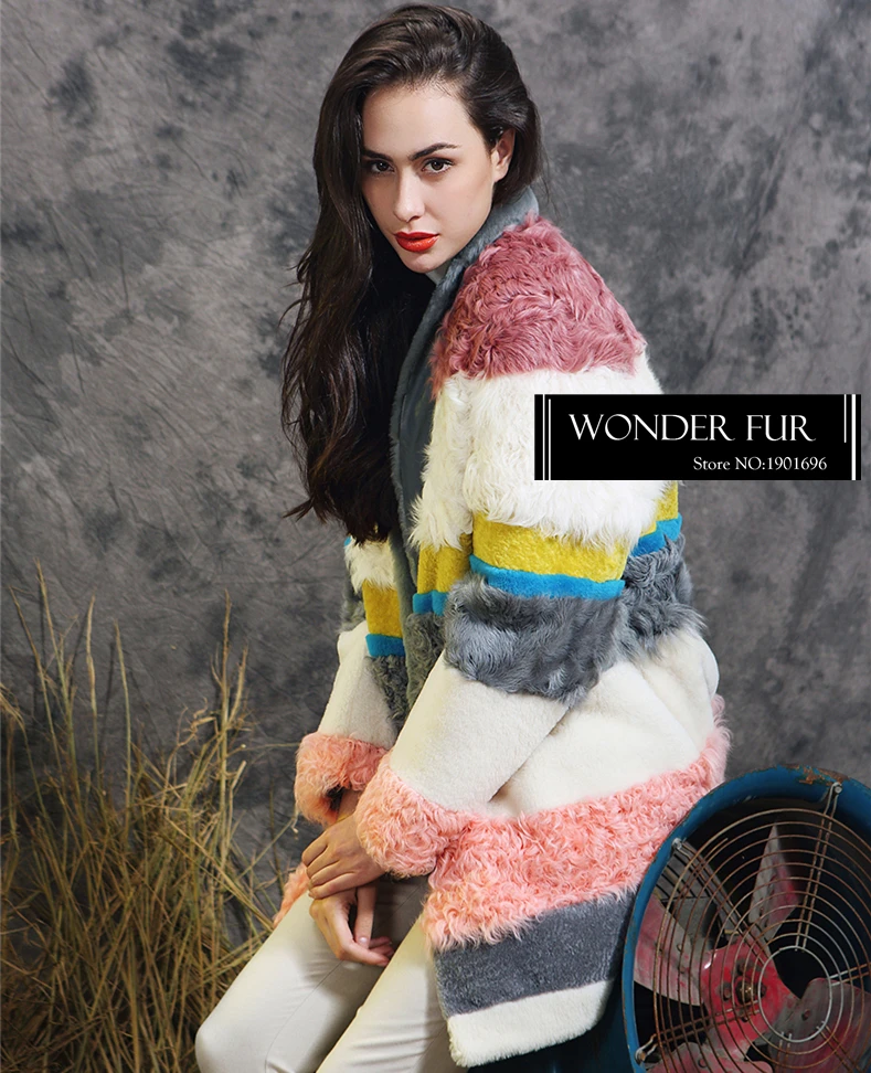 Дизайн, разноцветное Полосатое пальто из овечьей шерсти, длинная одежда для леди, хорошее качество, Двустороннее пальто из мериносовой шерсти