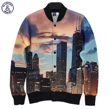 2017 Mr.1991INC Europe American style Men/women 3d jacket funny print Night dusk nightfall city uniform coat streetwear outwear