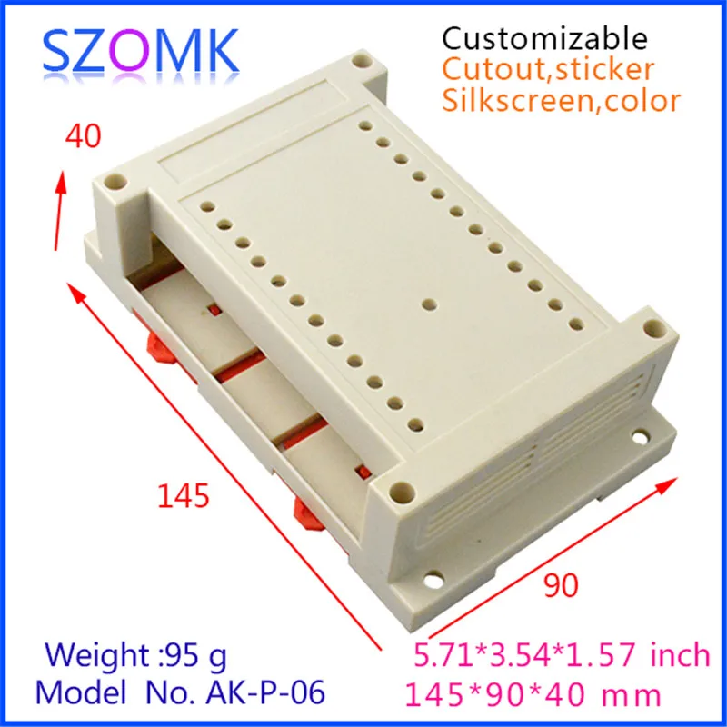 

2 pieces, customizable electronics enclosure for pcb distribution box 145*90*40mm plastic din rail enclosure project box