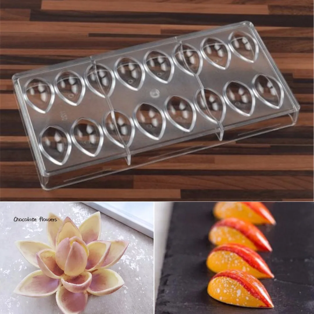 Hot Selling Polycarbonate Cocoa chocolate Molds 3D Coffee Bean Jelly Moulds Soft Sweets Water Drop Plastic Mould DIY Candy Tool