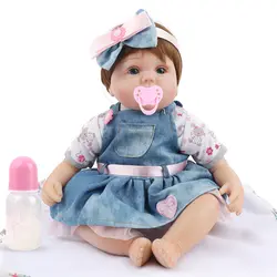 NPKDOLL Reborn Baby Doll Силиконовые пухлые Lucy синяя джинсовая юбка 16 дюймов младенец для девочек детские игрушки Playwith прекрасный Рождественский