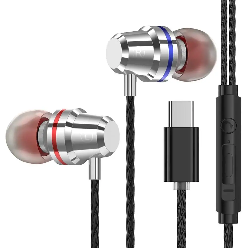 Стерео наушники для наушников Usb type-c с mi c type C Fone de ouvido Kulaklik для Xiaomi mi 6/8 huawei phone Auriculares - Цвет: Sliver