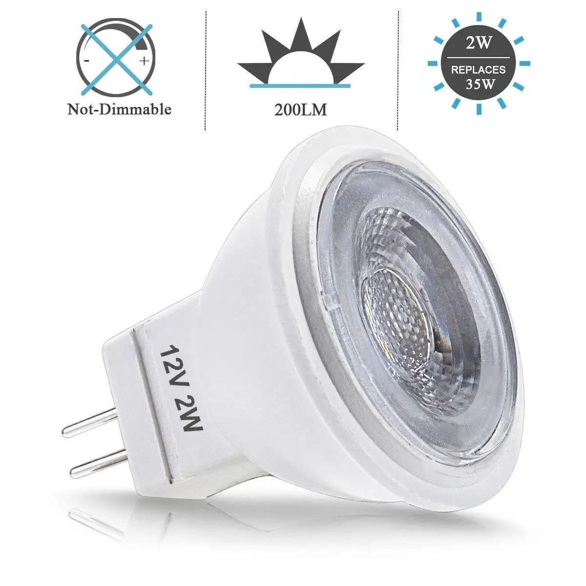 2 Вт MR11 Светодиодный лампочки 35 W эквивалент галогенной лампы 3000 K теплый белый прожектор 12 V 200 люмен Мини-встраиваемые Lighting-6Pack