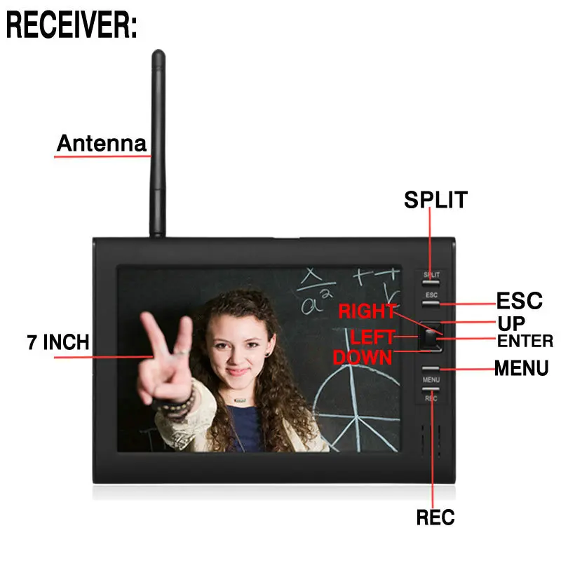  7 Inch Monitor Wireless CCTV Kit 2.4GHz 4CH Channel CCTV DVR 4PCS Wireless Cameras Audio Night Visi - 32768332479