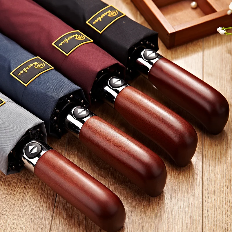 Classic English Style Wooden Handle Umbrella Men Automatic 10K Strong