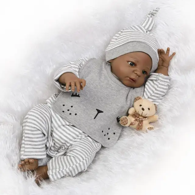 new arrival 55cm black reborn baby doll with full vinyl body