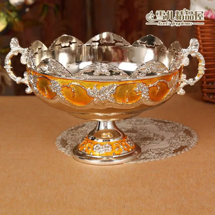 

European high-grade gold fruit plate glue Hotel KTV Home Furnishing desktop garbage bowl bowl peel peel cup