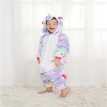  Baby Cartoon Animal Conjoined Pajamas Homewear Baby Kid One Piece Pijamas Plush Hooded Button Sleepwear Children Cosplay Clothes 