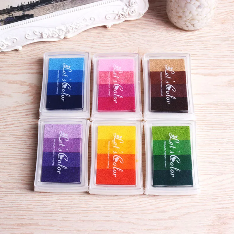 

1Pcs new DIY gradient ink pad multicolor ink stamp decoration fingerprint scraping tool 6 color