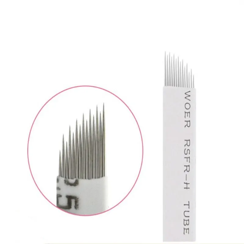 

MICROBLADING PERMANENT MAKE UP MANUAL EYEBROW TATTOO BLADES NEEDLES WHITE 14 BLADES