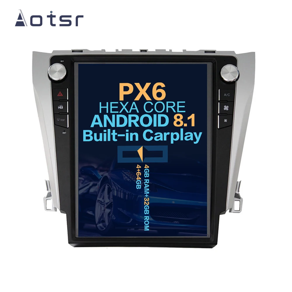 

Aotsr Tesla 12.1" Vertical screen Android 8.1 Car No DVD Multimedia player carplay GPS Navigation For Toyota Camry 2012-2016