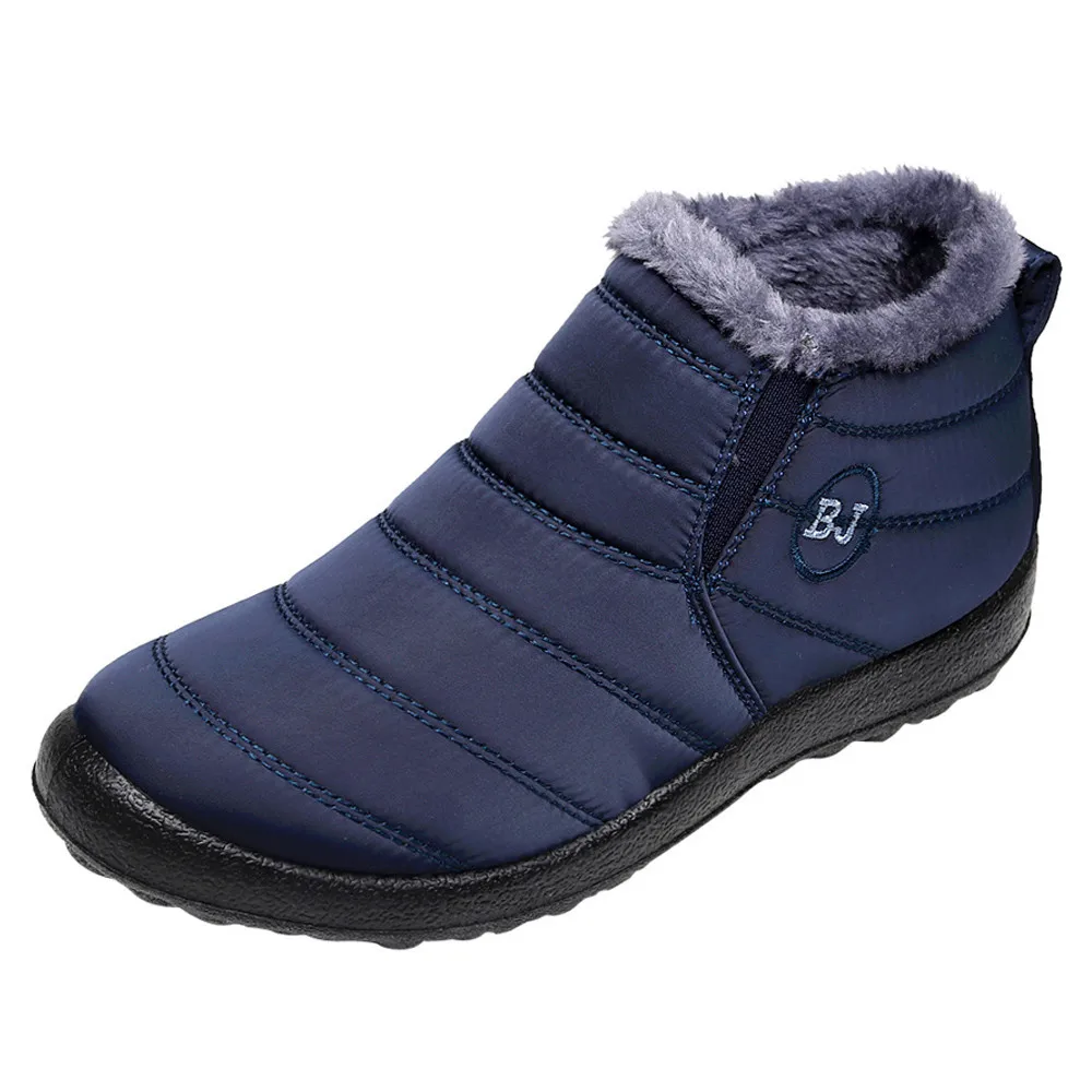 SAGACE/ботинки; женская обувь; однотонные Зимние Теплые ботильоны; бархатные ботинки; зимние ботинки на плоской подошве; chaussures femme; женская обувь - Цвет: Blue