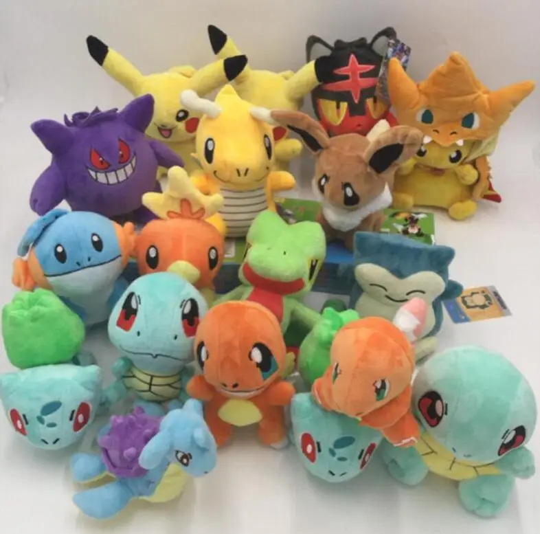 15 разные стили Pikachu Charmander Bulbasaur Squirtle Snorlax Dragonite Eevee плюшевые игрушки для детей Рождественский подарок на год - Цвет: 15 pieces mixed