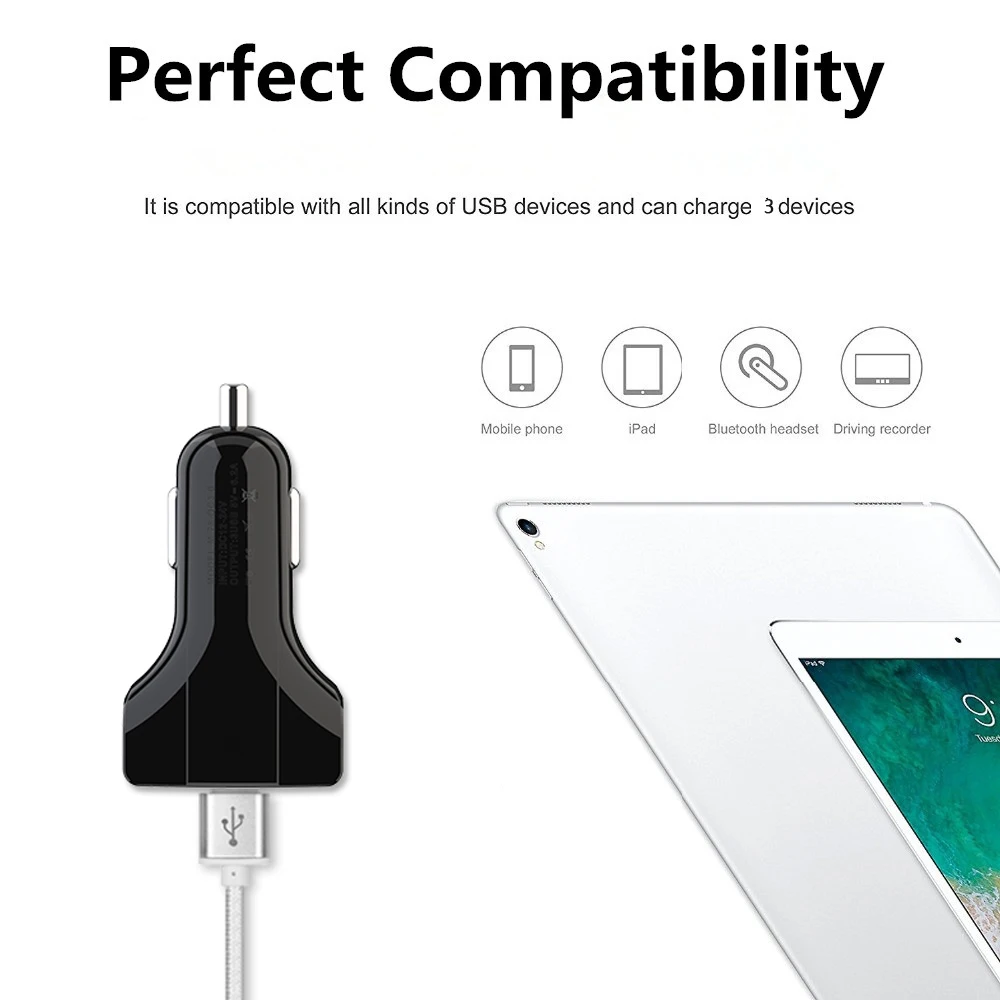 QC سريعة تهمة 3.0 3 منافذ USB سيارة مهايئ شاحن السيارات الهاتف المحمول شاحن لهواوي Xiaomi سامسونج فون X XS سريع شاحن