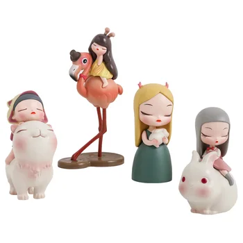 

Resin Cute Fairy Flamingo Girl People Ornaments Garden Car Interior Decoration Crafts Gift Home Accessories for Living Room