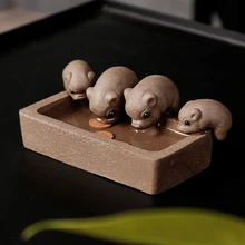 Творческий ручной работы из китайской фиолетовой глины четыре свиньи милый чай ПЭТ на столе для домашнего офиса праздничное украшение чайная посуда