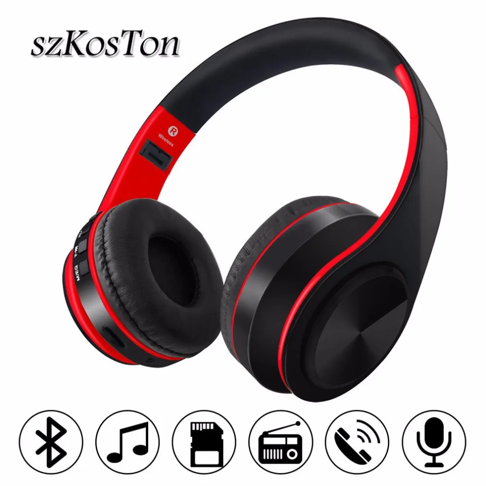 Adjustable Over Ear Bluetooth Headphone Hi Fi Stereo Wireless Earphone Handsfree Headset with Mic for iPhone x 8 7 xs for Xiaomi