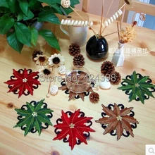 Высокое качество красочный Рождество Home Decor вышивка кухня Кофе Pad вышитые столовых красный зеленый коричневый 14 см