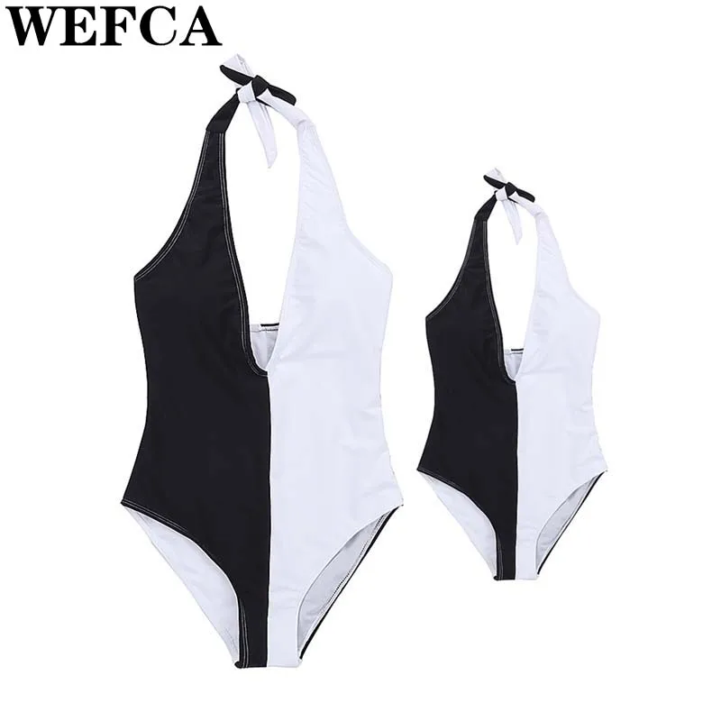 

One Piece Family Matching Swimsuit Mother Daughter Beach Bikini Clothing Mom And Kids Family Look Swimwear Bathing Suit