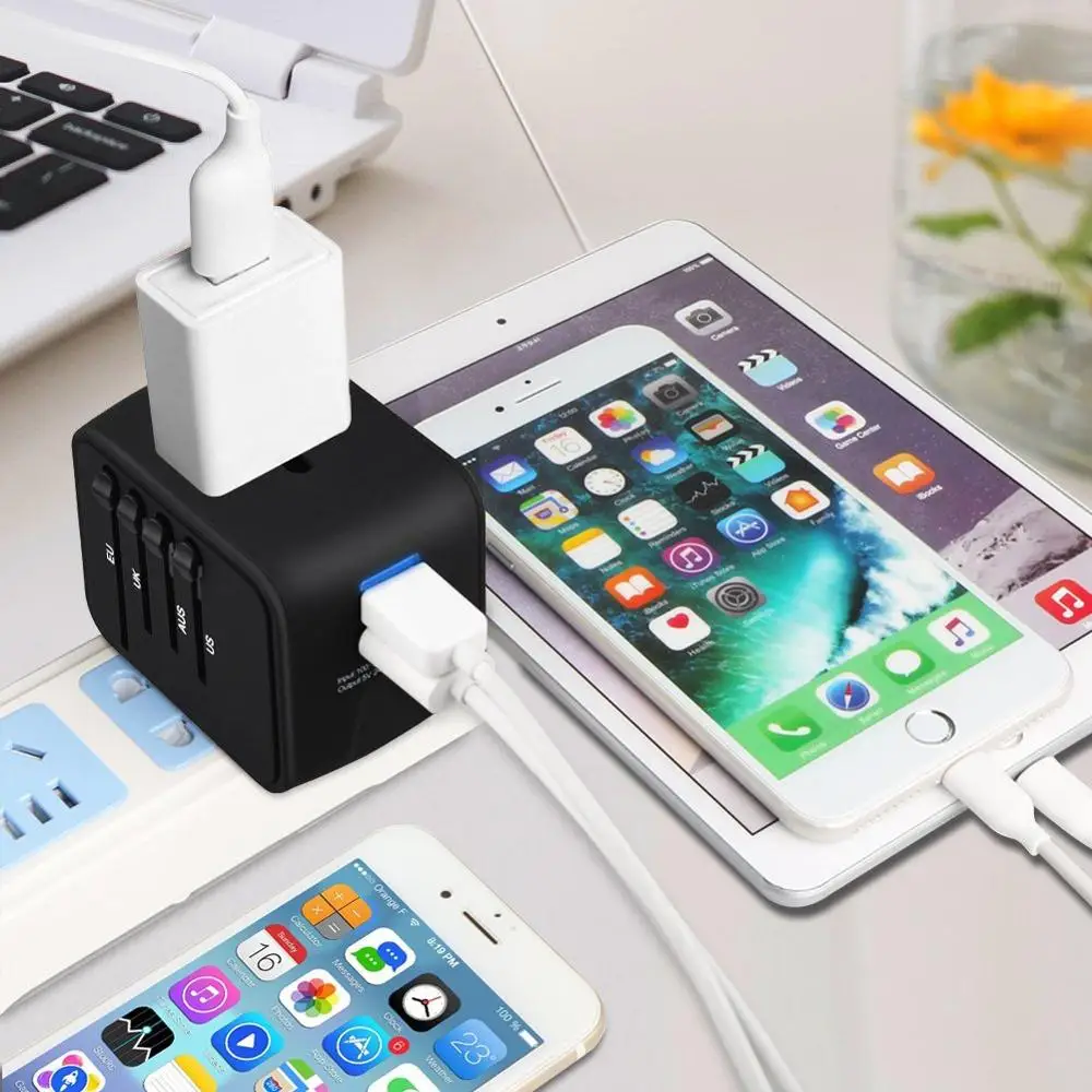 Дорожный адаптер Международный питания с 2.4A двойным USB Европейский дорожный