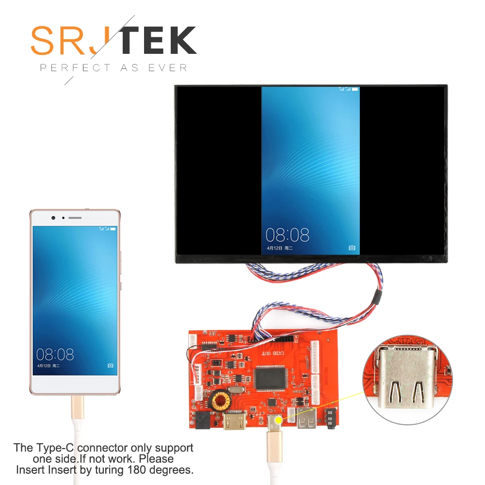 SRJTEK 10 1 &quotTYPE C плата драйвера Raspberry Pi ЖК дисплей 1280*800 Монитор Пульт дистанционного
