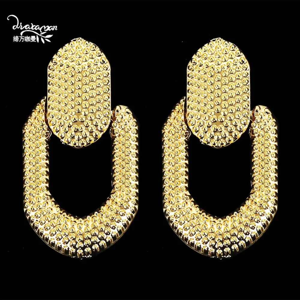 

Dvacaman Large Geometric Metal Maxi Pendant Drop Earrings Gold&Silver Color Alloy Earrings for Women Punk Jewelry Wholesale B557