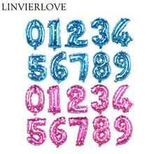 

16inch Pink Blue 0-9 Number Foil Balloons Digit Helium Ballons Birthday Wedding Decor Air Baloons Event Party Supplies