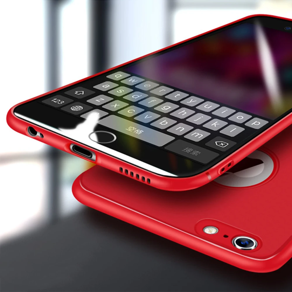 Матовый чехол для телефона с кнопкой для iPhone 6, 6 S, 7, 8 Plus, X, Мягкий ТПУ, силиконовый чехол для задней панели для iPhone 8, 7 Plus, 10, защитный чехол s Coque