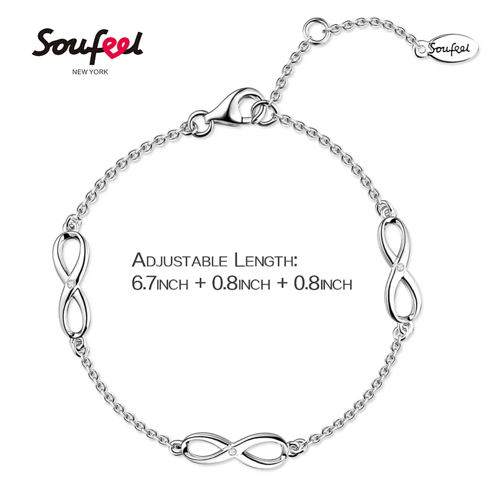 

SOUFEEL Fashion Bangles Infinity Love Silver Bracelet with Crystal Length Adjustable Decormation for Women