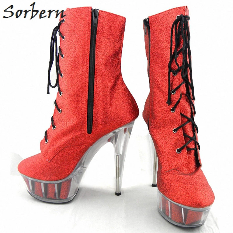 Sorbern mujeres botas imagen Real damas botas de fiesta 15 cm claro de encaje botas de mujer de alta del muslo botas botines hasta el tobillo| - AliExpress
