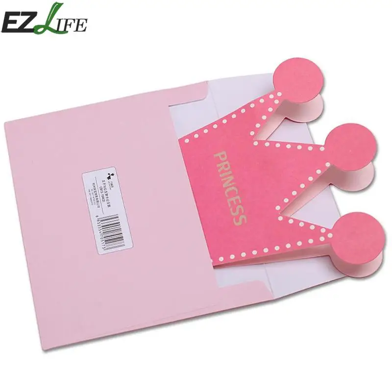  EZLIFE 10pcs Crown Greeting Card Cartoon Children's Day Prince Princess Envelope Card DIY Birthday  - 32864302701