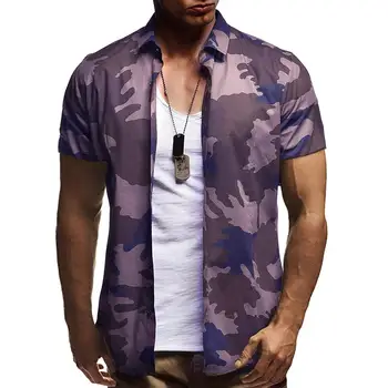 

Camouflage Social Shirt Men Short sleeve Casual Blouse Men Slim fit Shirt for Men's clothing hip hop New