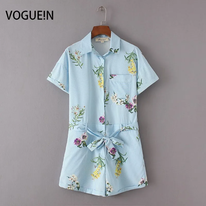 VOGUE! Новая женская синяя полосатая одежда с цветочным принтом короткий рукав