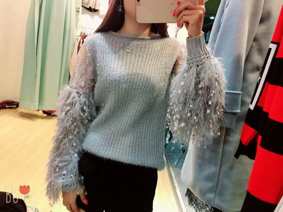 Модный осенне-зимний вязаный свитер с кисточками и ручной работы, милый женский свитер с круглым вырезом и длинными рукавами, 4 цвета, один размер