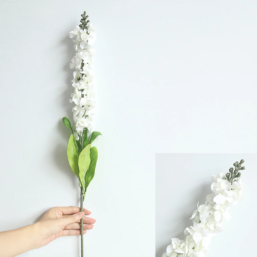 Искусственные цветы дельфиниума с полным цветущим искусственным антирином Snapdragon шелковые цветы для дома Свадебный декор - Цвет: White