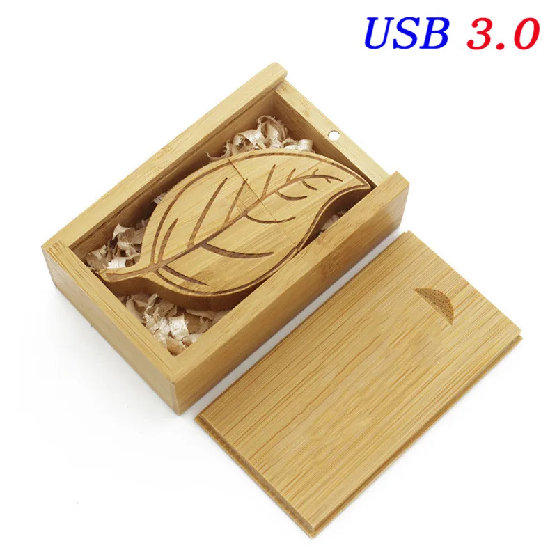 SHANDIAN usb 3,0 деревянный лист+ коробка usb флэш-накопитель карта памяти, Флеш накопитель 4g 16GB 32GB 64GB подарок(10 шт. бесплатный логотип - Цвет: Carbonized bamboo