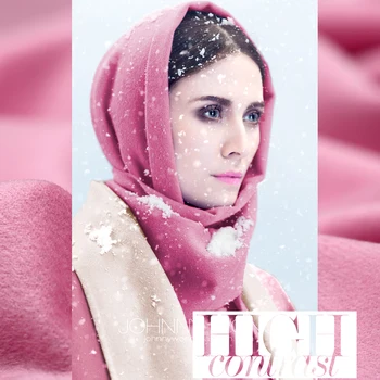 

2017 Winter High-grade Thick Cashmere Fabric (30%wool+70% berber Fleece) Double-Color Pink Double-side Women Wool Coat Fabrics