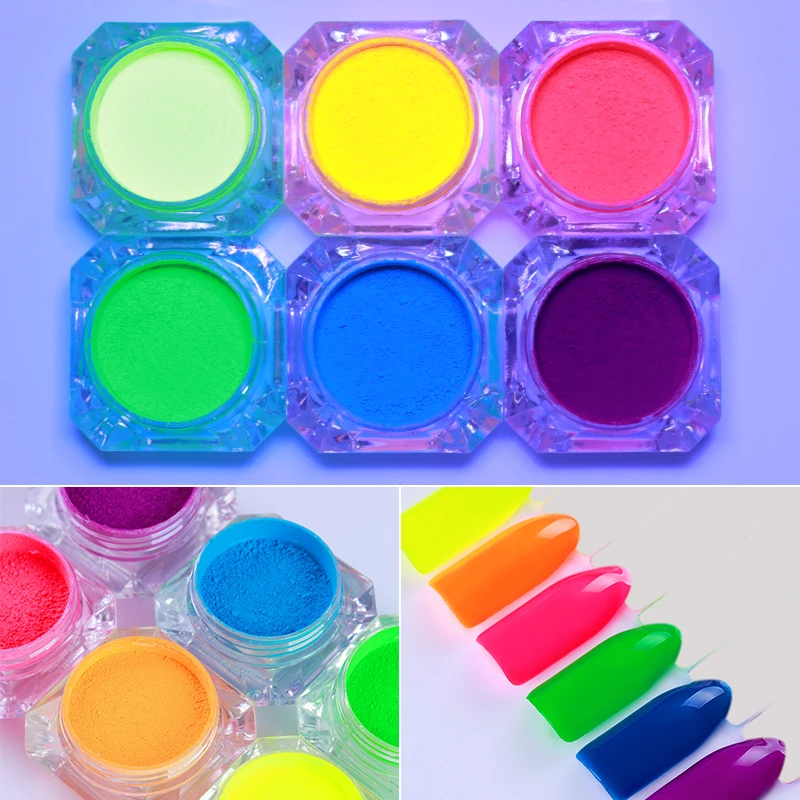 

1 Box Neon Phosphor Pigment Powder 2g Glitter Gradient Fluorescent Powder Manicure Nail Art Decoration