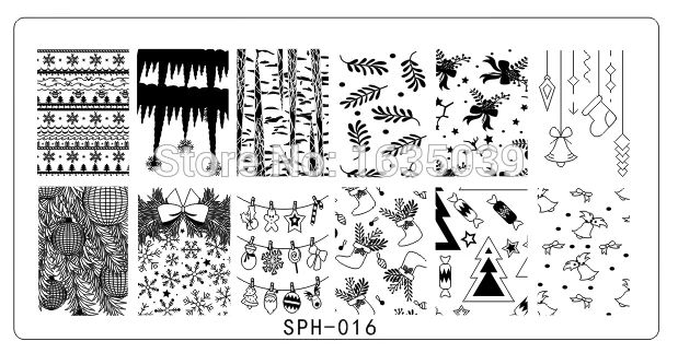 1 шт. табличка с рисунками на тему Хеллоуина Рождественская пластина для стемпинга для нейл-арта 12*6 см шаблон для ногтей праздничный штамп для ногтей Рождественская серия SPH