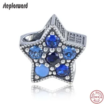 

STEP FORWARD New Collection Trendy Mess Stone Paving 925 Pure Silver Star Charm Fitting European Famous Charm Bracelet