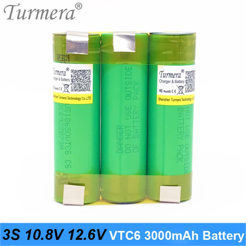 18650 vtc6 3000mah battery 3s 12.6v 4s 16.8v battery for screwdriver battery with weld soldering strip customize battery Turmera 18650 vtc6 3000mah battery 3s 12.6v 4s 16.8v battery for screwdriver battery with weld soldering strip customize battery Turmera